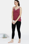 Zivame Knit Poly Camisole - Beet Red — thumbnail 4